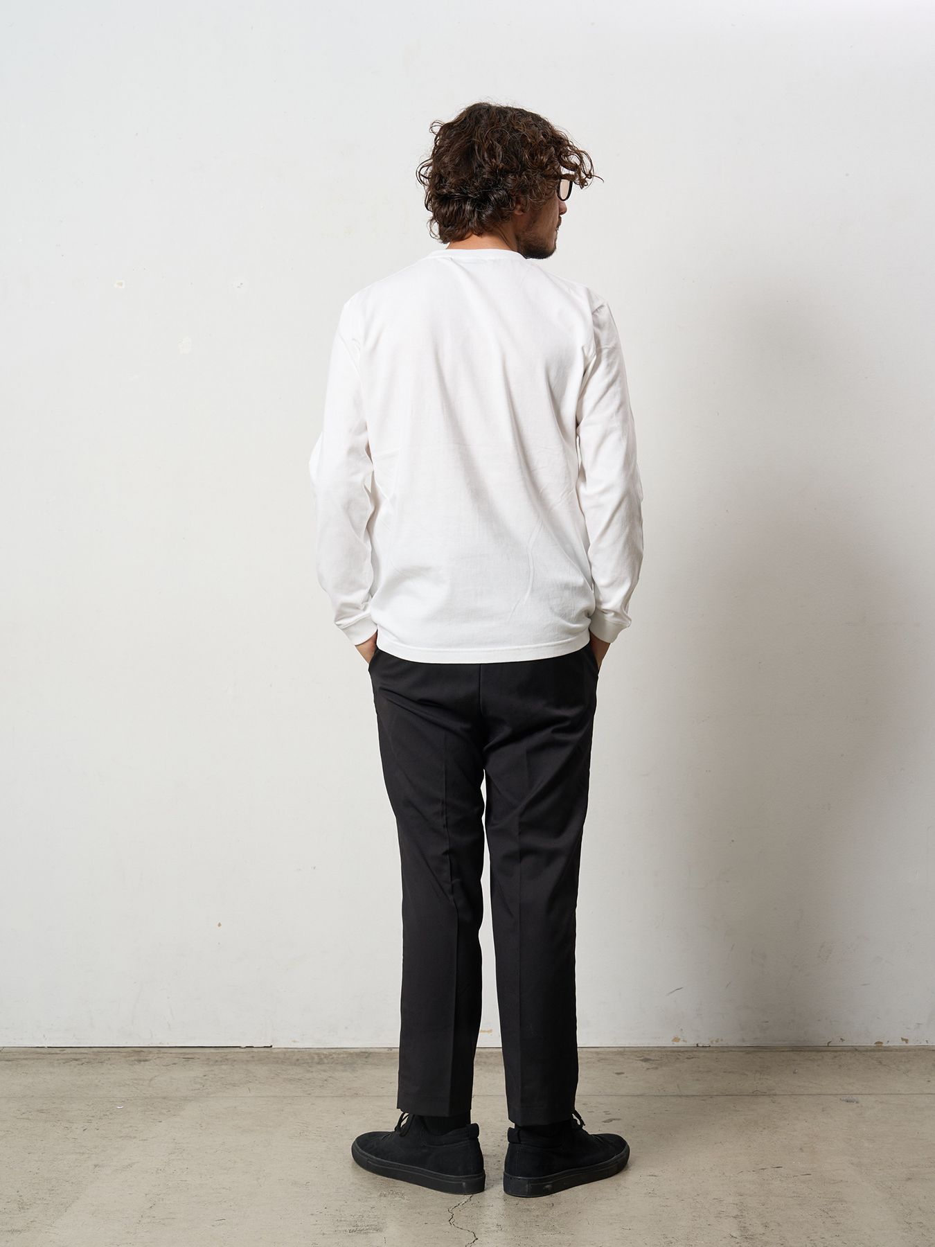 【予約品 5月8日(木) AM10時 締切】 5.6ozコットン天竺 レオパードスタースマイル発泡プリント LS Tシャツ / ホワイト