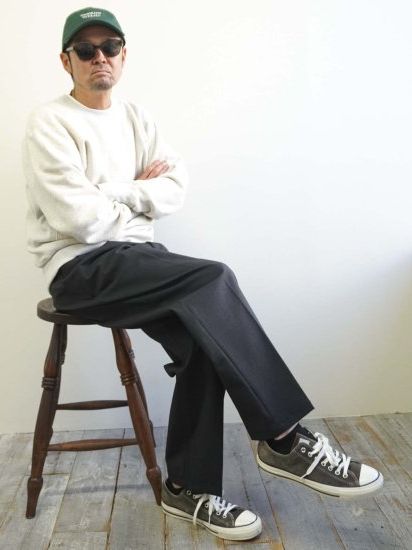 TC オフィサーパンツ 2タックチャコールグレーmade in Japan 【BROOKYM OVERALL】