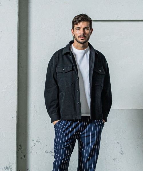 《予約11月17日19時締め》 DENIM JERSEY  OVER CPO  / デニムジャージ / ブラック