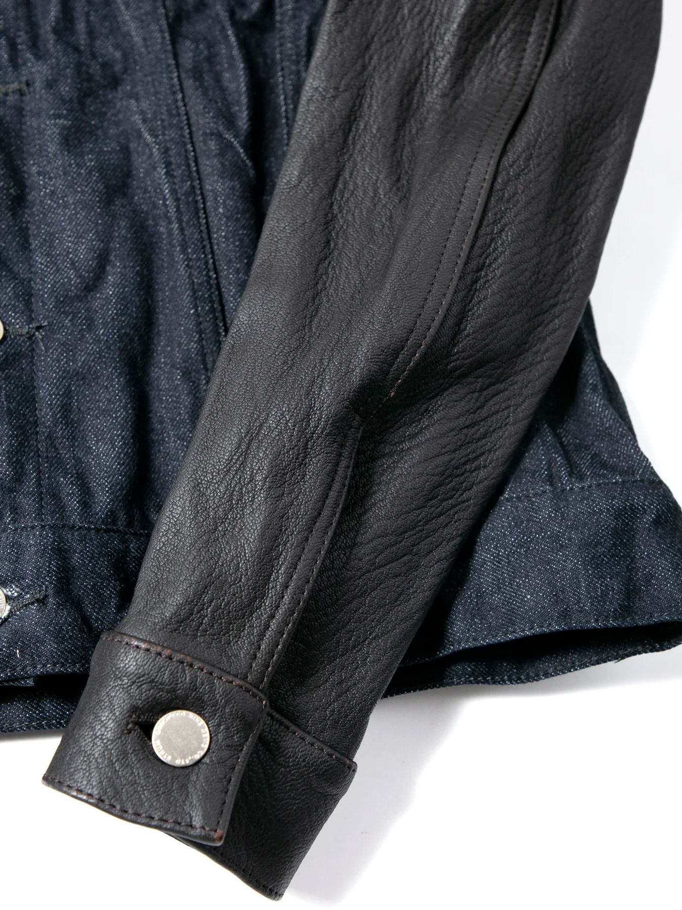 14oz Deep Blue Heavy Selvage Denim Leather Sleeve G Jean Blouson / 14oz ディープブルー ヘビーセルヴィッチ デニム 袖革 Gジャン / BLITZ / インディゴ（ワンウォッシュ）