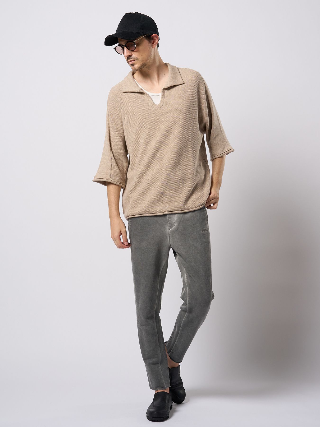 【予約品 9月23日(火) 締切】comfy skipper polo H/S / コンフィー スキッパーポロ ハーフスリーブ  / ライトベージュ