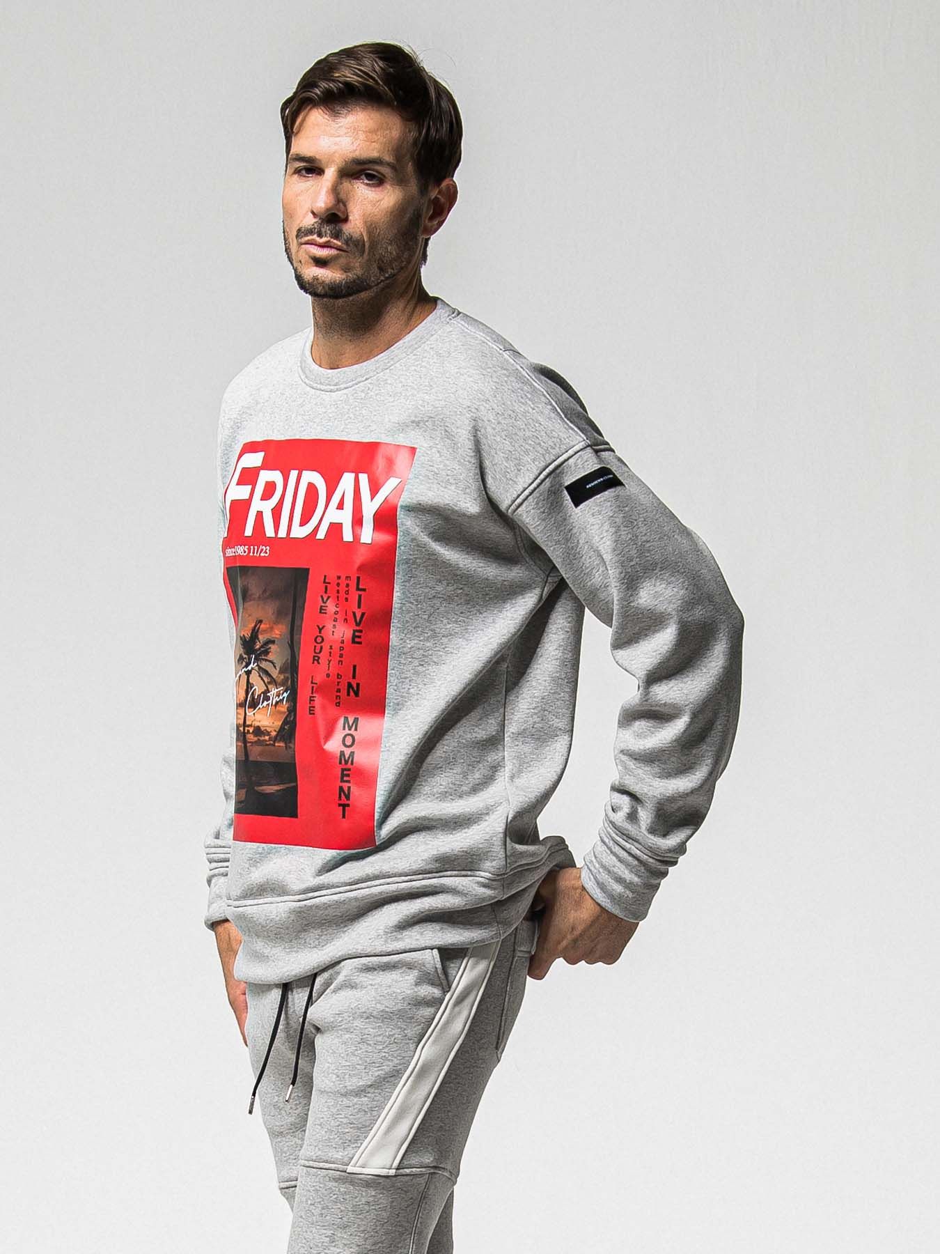 【予約品 8月31日(日) 締切】FRIDAY OLD COVER VEROURS FLEECE TRAINER / FRIDAYコラボ オールドカバー ベロアフリース トレーナー / グレー