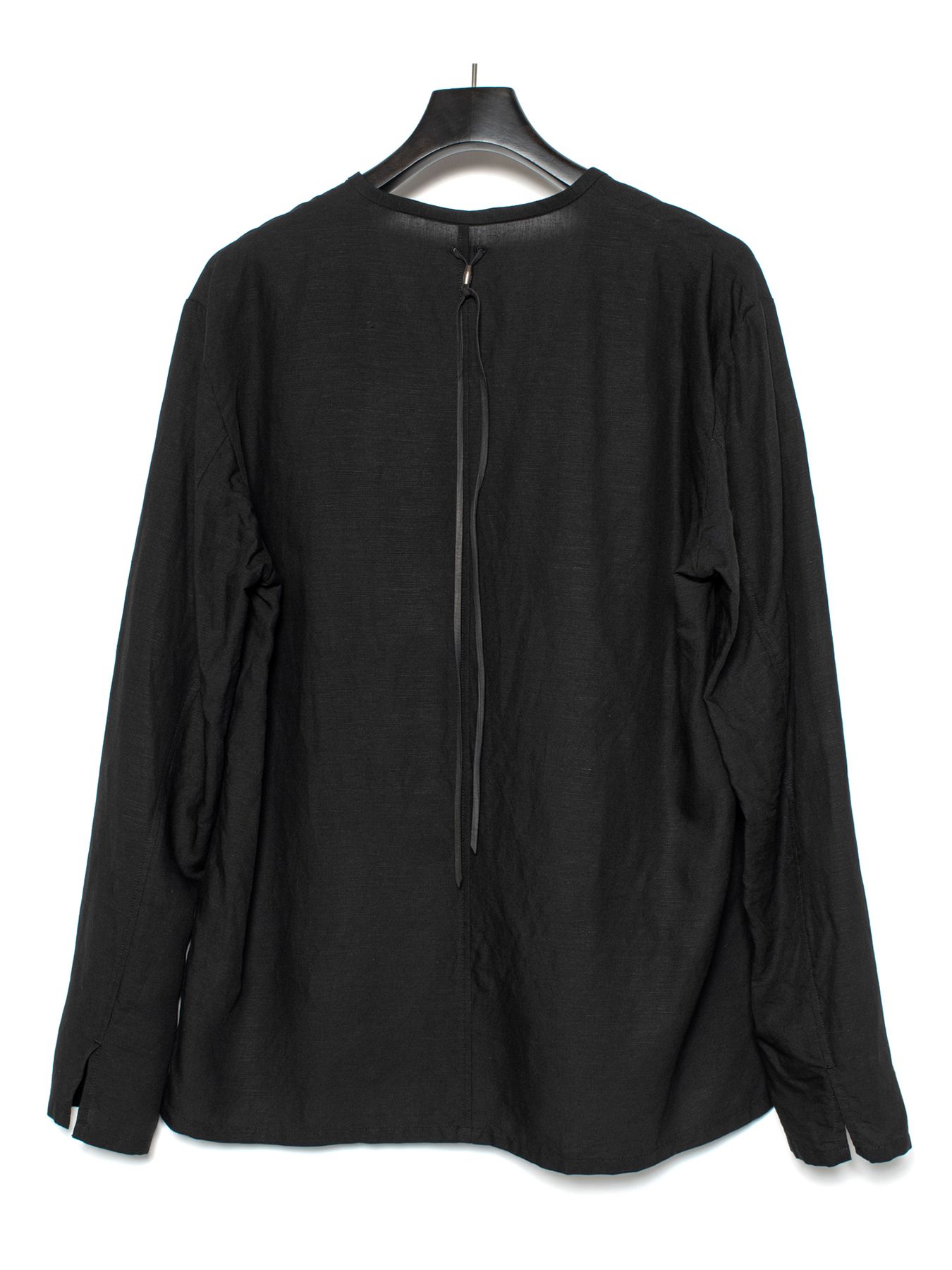 【予約品 9月27日(日) 締切】レーヨン リネン トロピカル ウォッシュ タンブラー仕上げ L/S スキッパーシャツ / BLACK