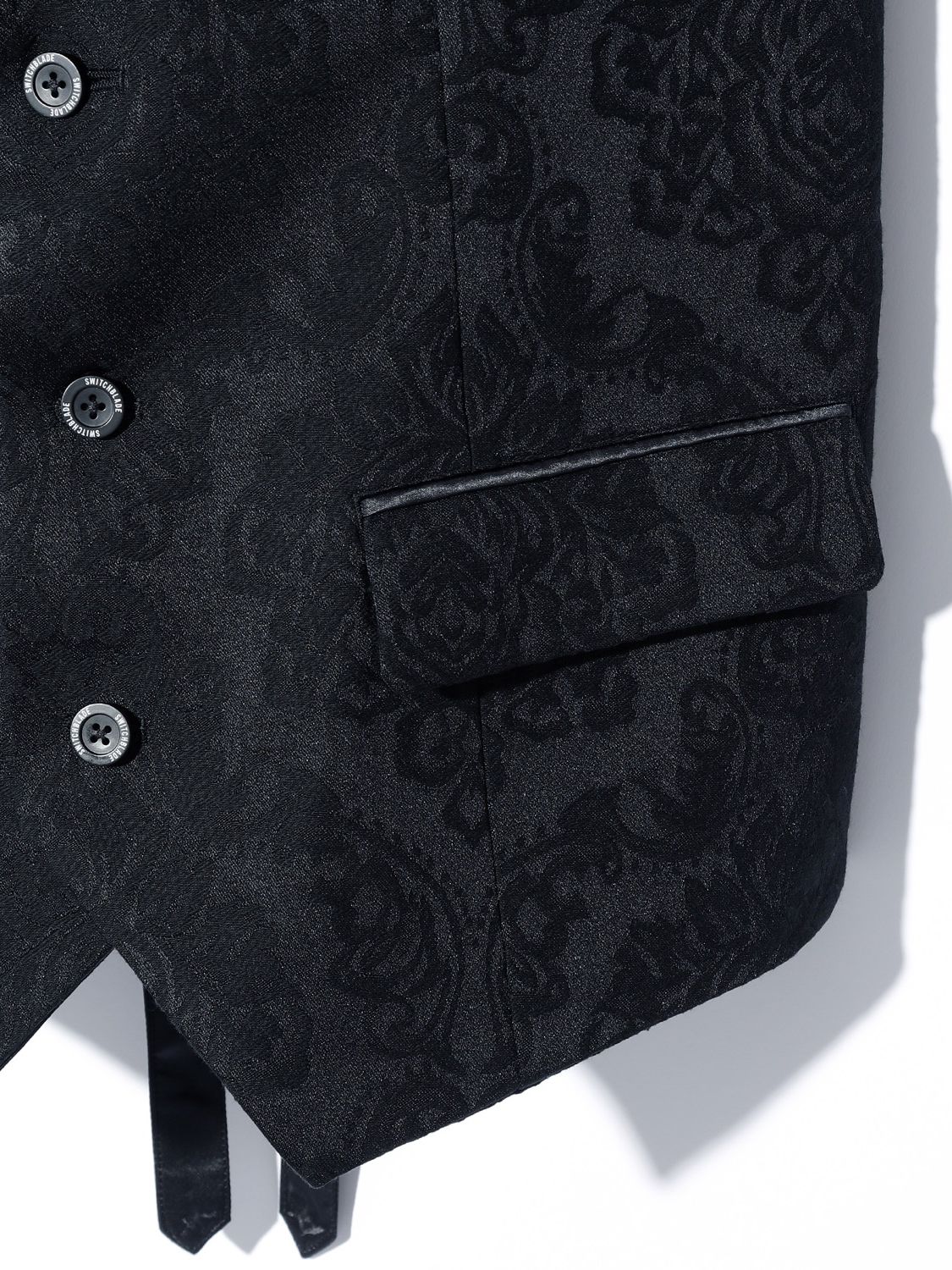 【予約完売】 PEAKED LAPEL JACQUARD VEST / BLACK / ベスト / BLACK