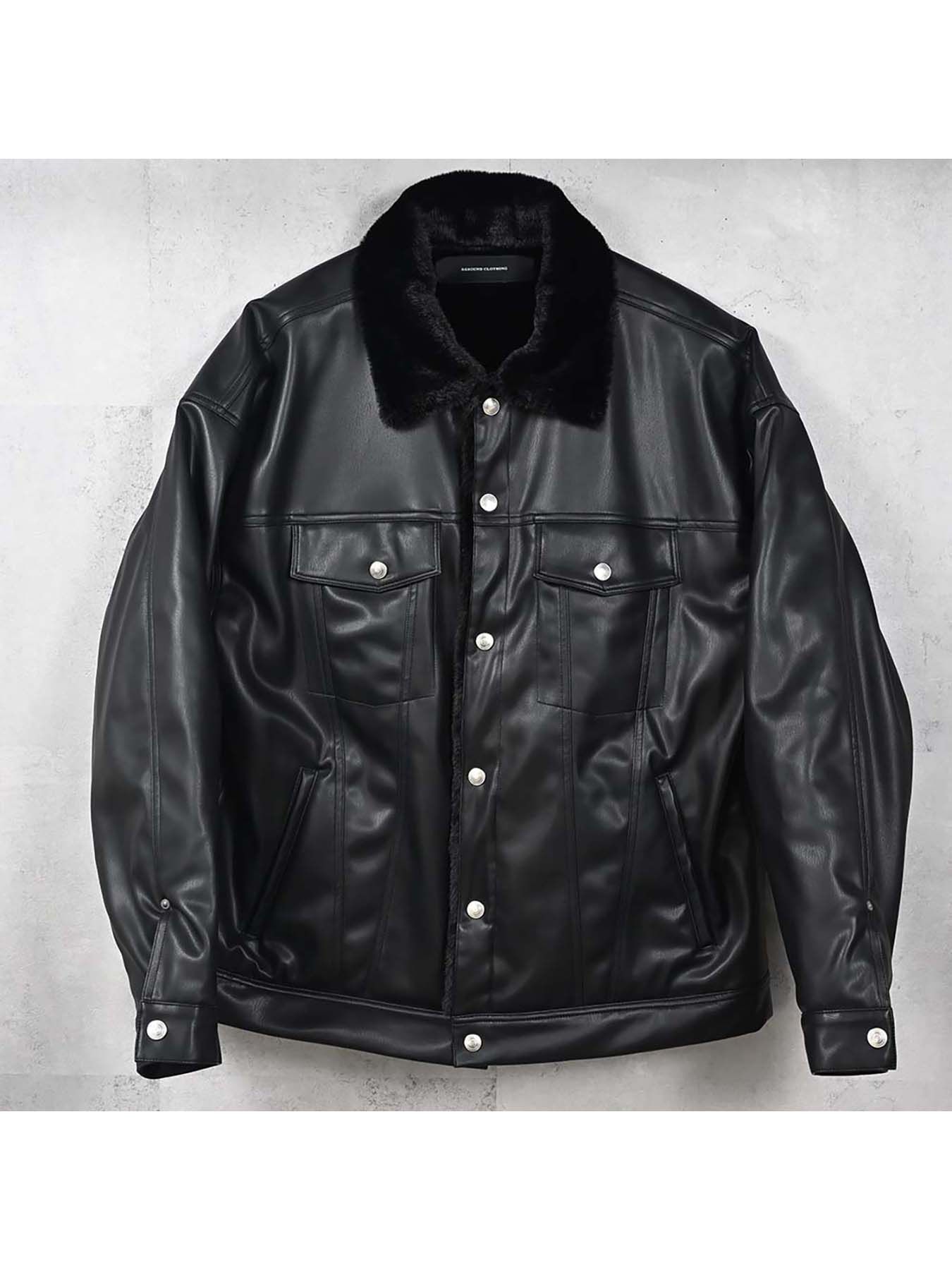 【予約品 8月31日(日) 締切】LEATHER FUR OVER G / レザーファーオーバーGジャケット / ブラック