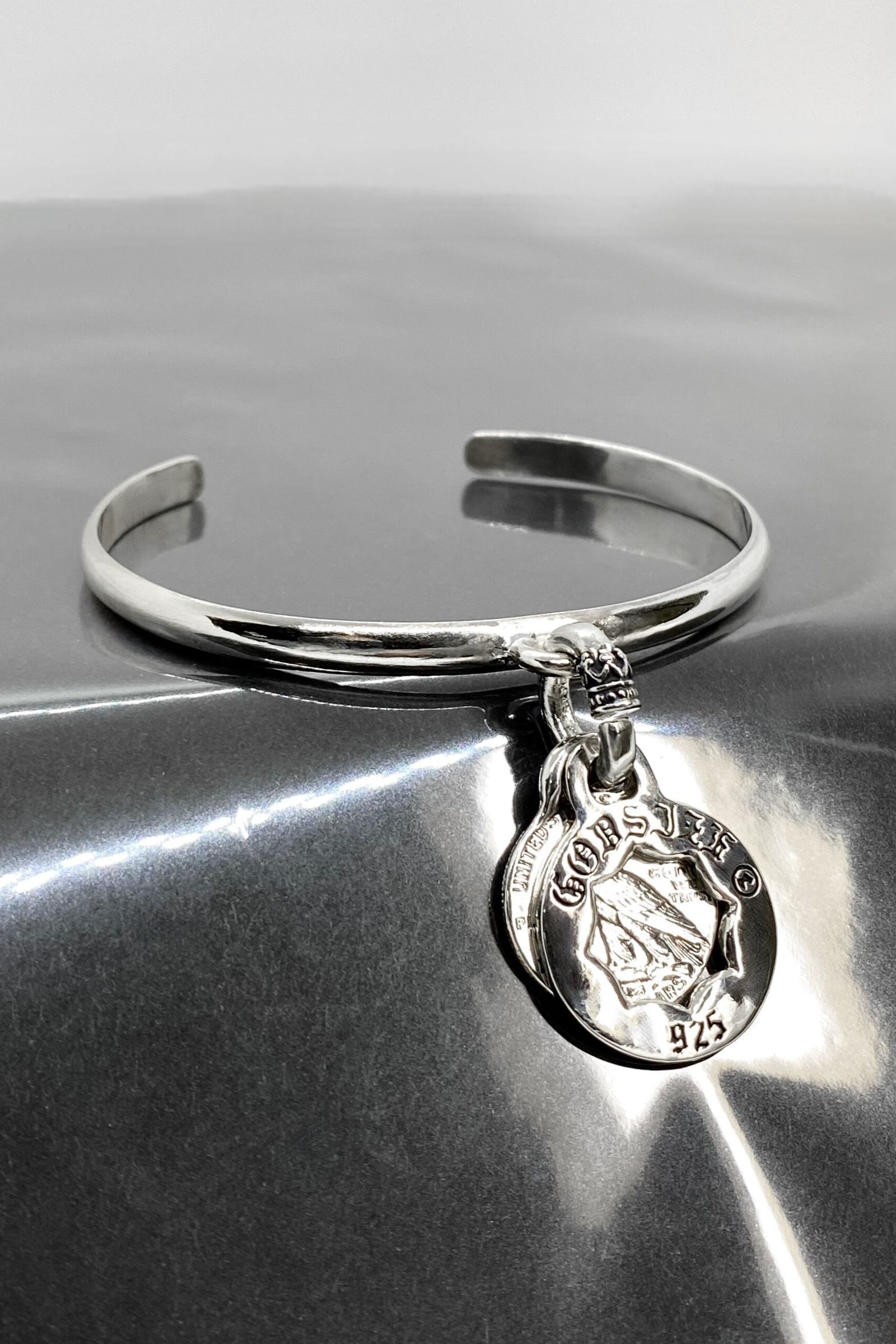 《受注生産》 BANGLE BRACELET [CUT OUT FLOWER with COIN] LOGO バングル 【GOD SIZE】 注文から3～4週間後入荷予定