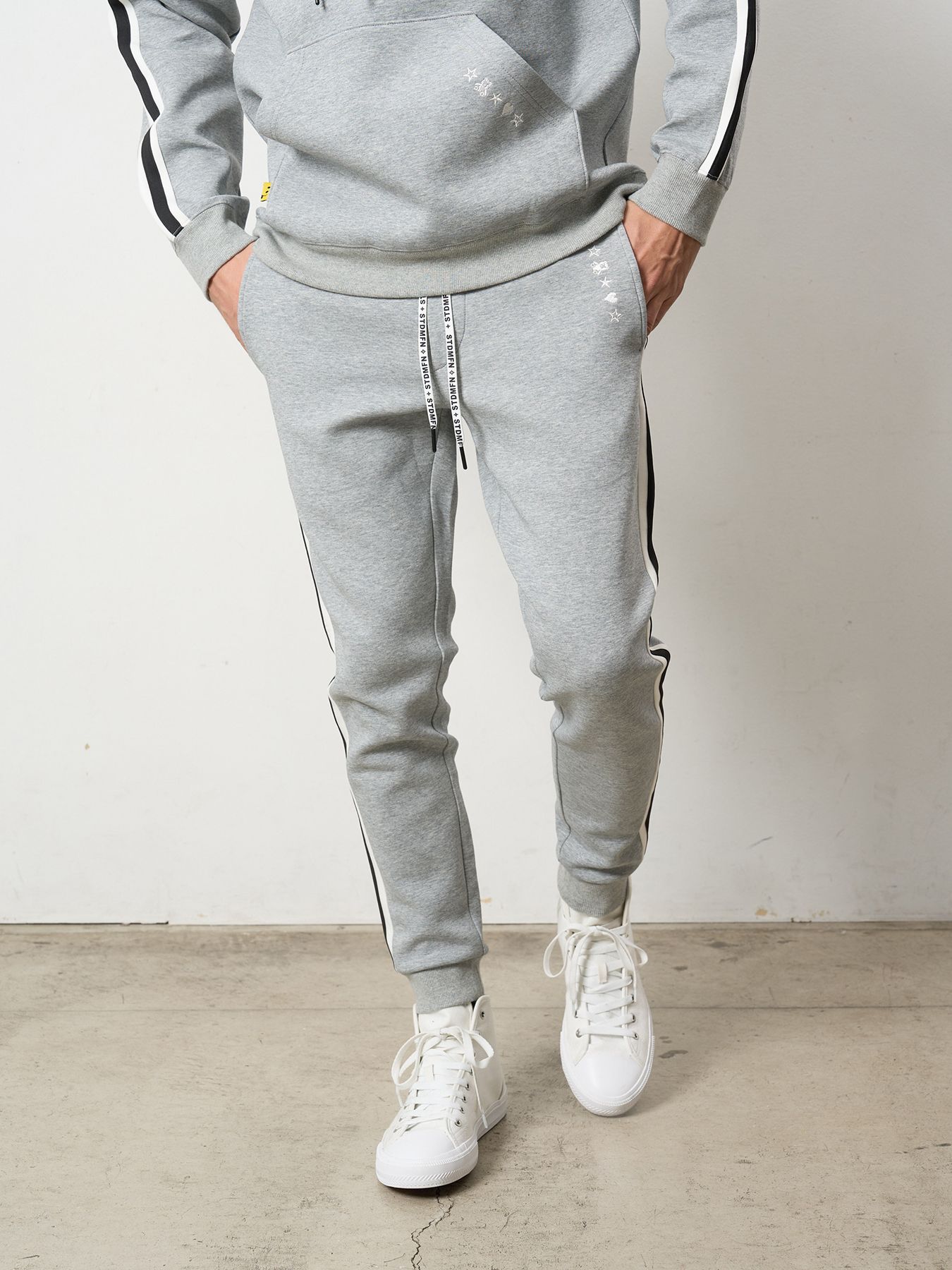【予約品 5月8日(木) AM10時 締切】 T-Rストレッチポンチ スターノルディックフロッキー ラインリブパンツ / M.グレー
