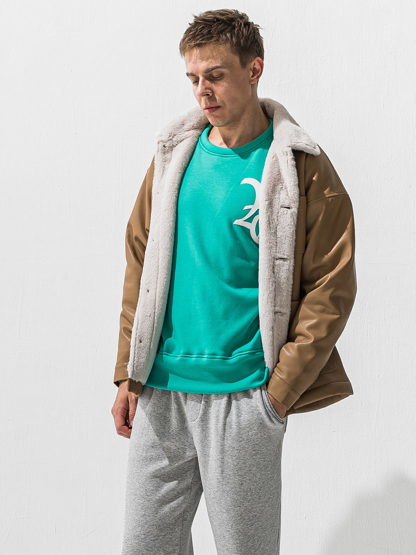 【予約品 9月6日(日) 締切】LEATHER FUR COVERALL / レザー ファー カバーオール / ベージュ