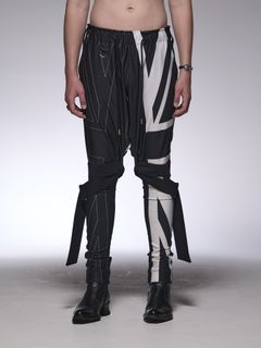 《予約品》 SaruelBondageEasyPants / ユニオンジャックジャージサルエルパンツ / ブラック＆ホワイト