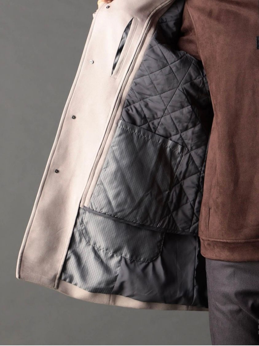 ベストライナー付き スタンドコート撥水性 ベージュ 【NICOLE CLUB FOR MEN】