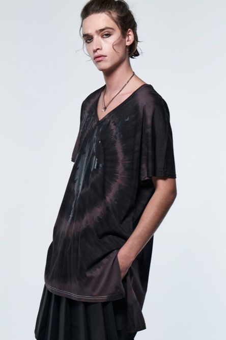 《予約品》 DolmanSleeveV-T-Shirt / ブラック&グレー 【kiryuyrik】 2023年5月以降入荷予定
