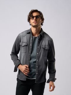 【予約品9月19日 10時締め】 light crash western shirt / ウエスタンシャツ / usedブラック