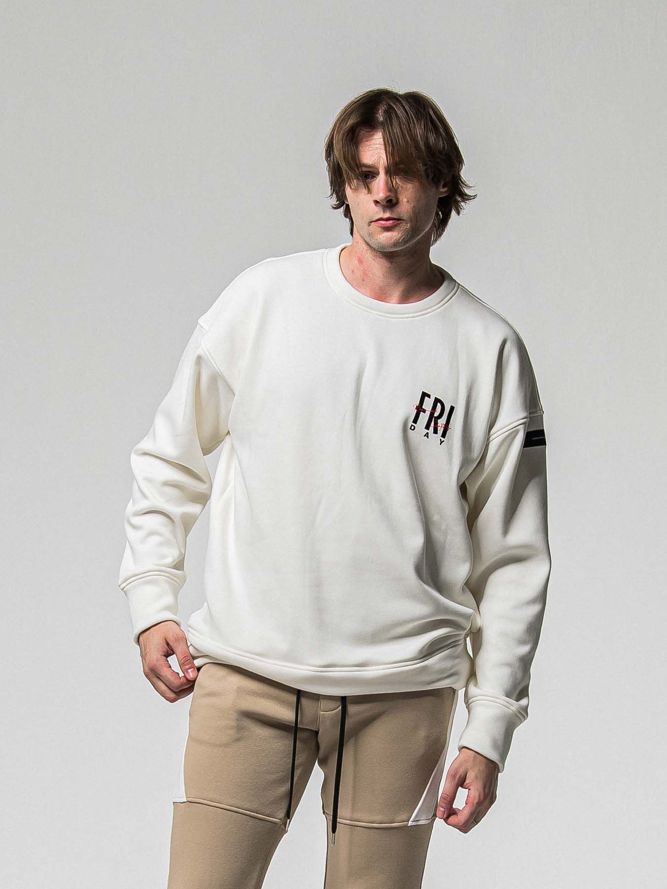 【予約品 8月31日(日) 締切】FRIDAY STANDARD LOGO VEROURS FLEECE TRAINER / FRIDAYコラボ スタンダードロゴ ベロアフリース トレーナー / ホワイト