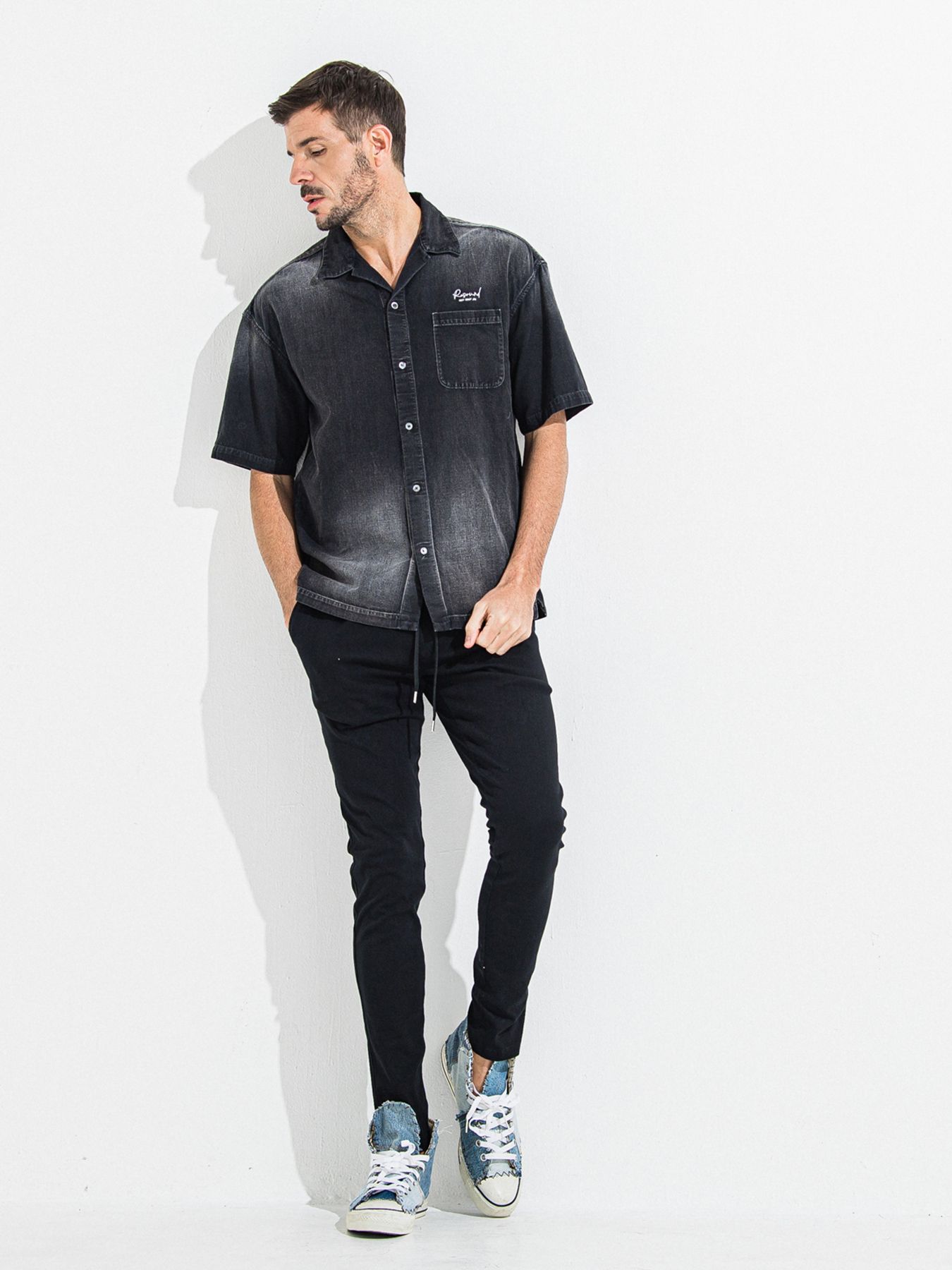 【予約品 】DENIM JERSEY CHRIS EASY TUCK PT / デニムジャージクリスイージータックパンツ / ブラック