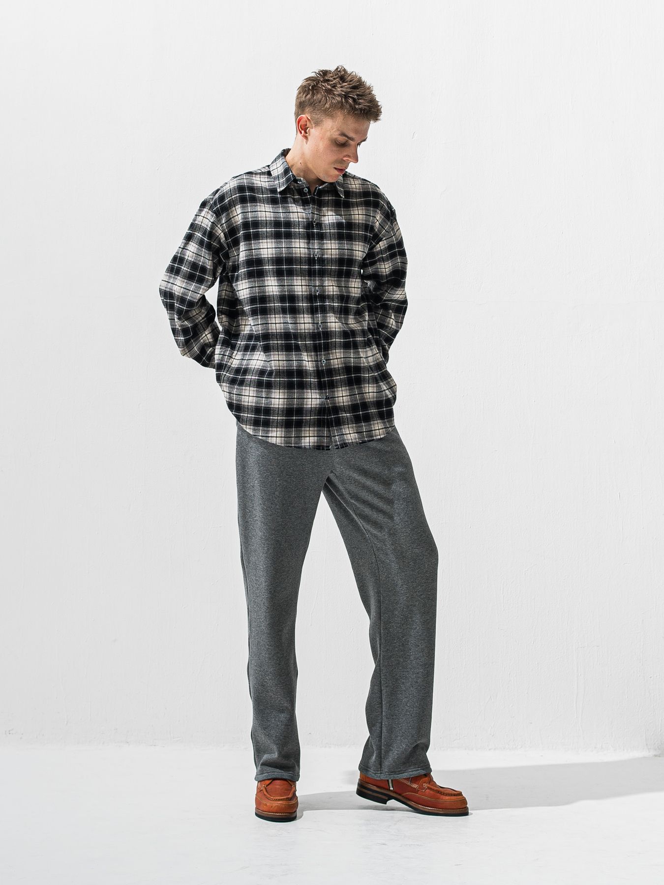 【予約品 9月6日(日) 締切】FLANNEL JACK SHIRTS / オーガニックコットン フランネルチェック ジャックシャツ / ブラック