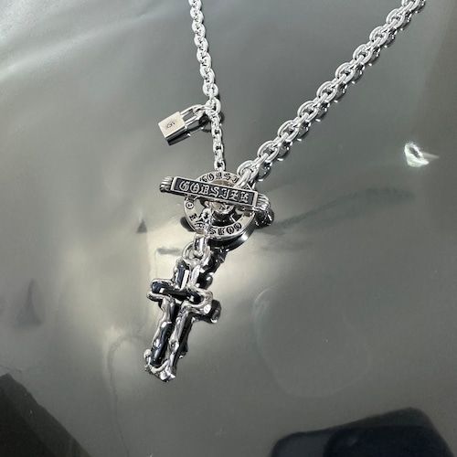 《受注生産》 OPEN CROSS NECKLACE T-BAR / オープンクロスTバーネックレス 【GOD SIZE】 注文から2～3週間後