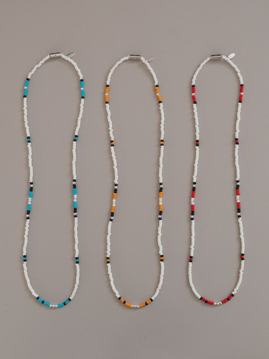 《予約品》 SILVER BEADS MIX NECKLAC / ネックレス / ブルー 【Iroquois.SENTI】
