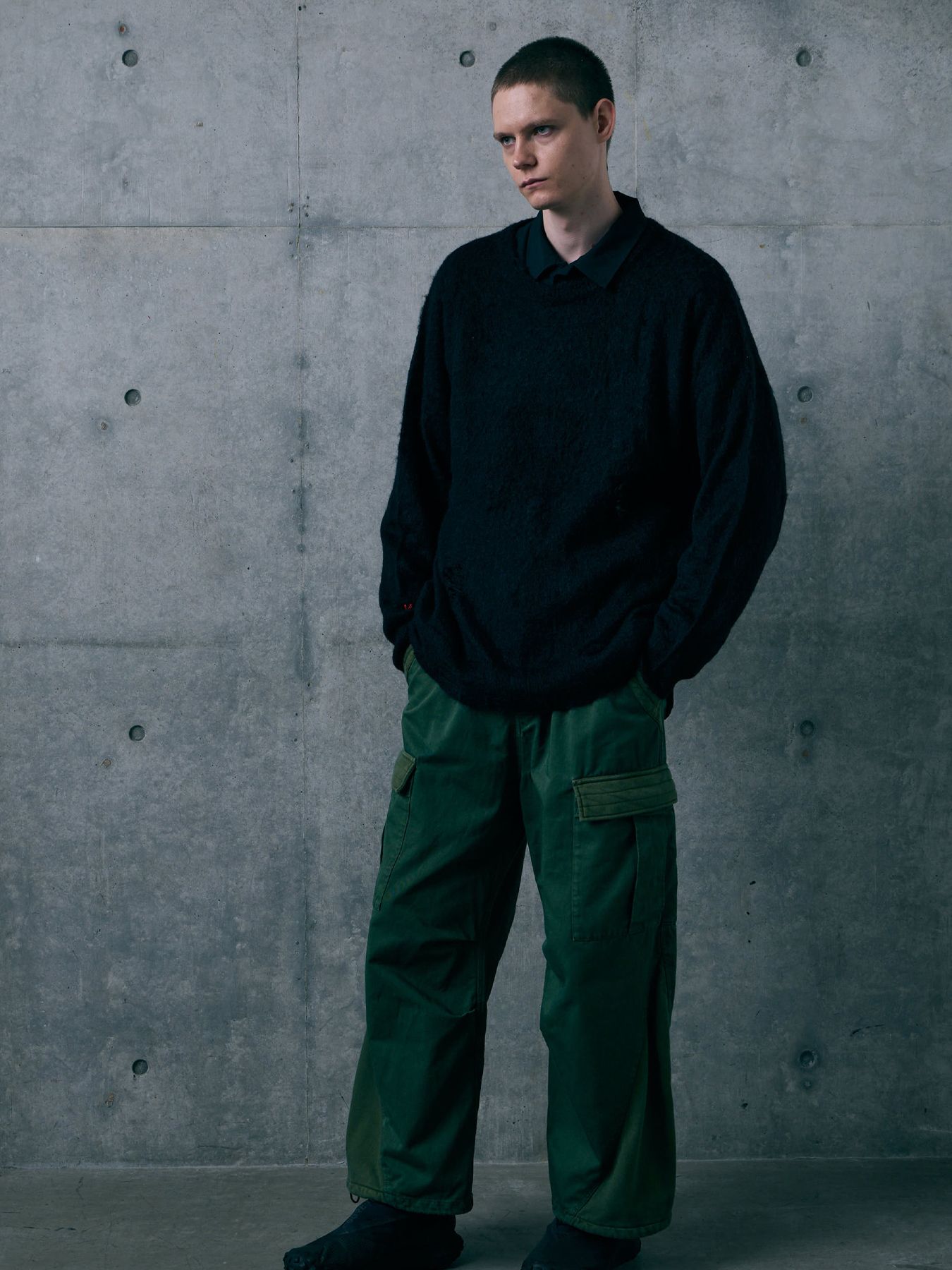 NANCY MOHAIR / モヘア クルーネックニット / BLACK