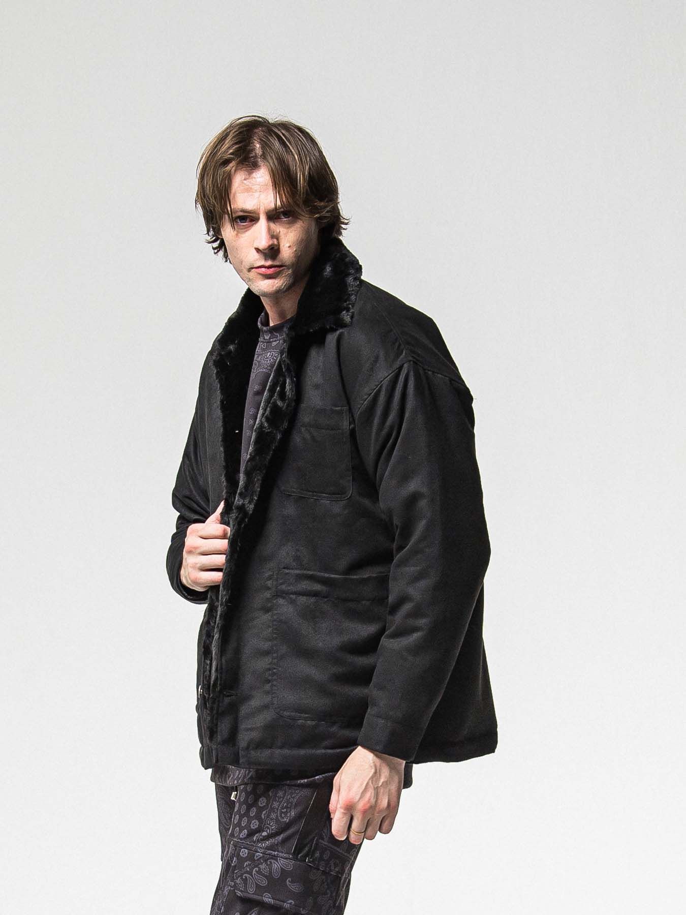 【予約品 】SUEDE FUR CAVER ALL / スウェードファーカバーオール / ブラック