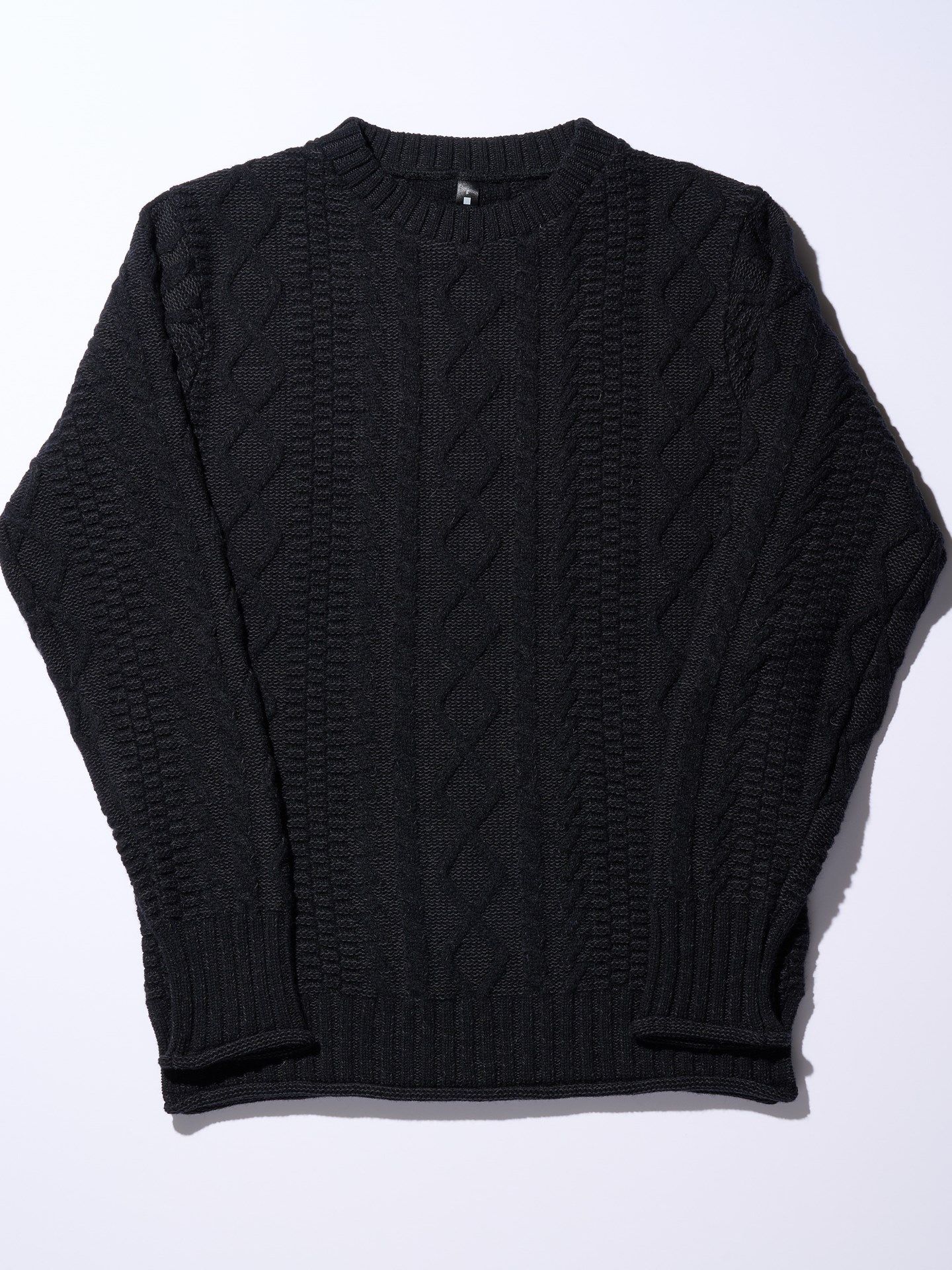 plating cable knit turtle / プルオーバー / ブラック