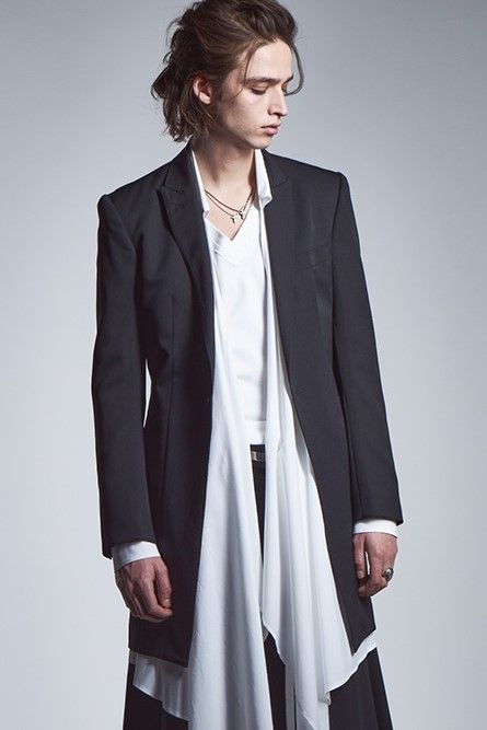 《予約品》 Long Peacked Jacket テーラードジャケット GabadineStretch / Black 【kiryuyrik】 11月入荷予定