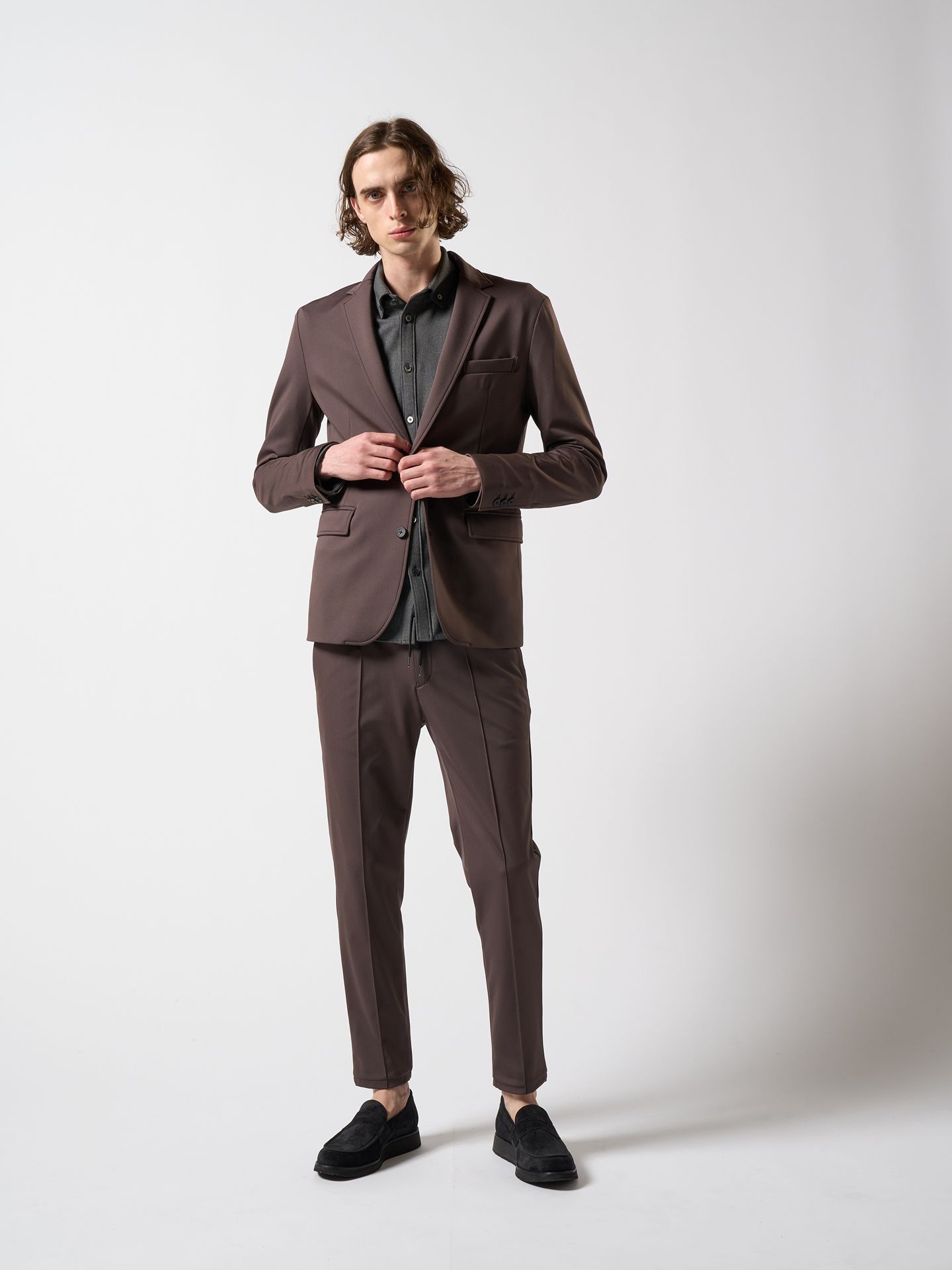 【予約品】 smart pin-tuck slacks / スラックス / チョコ