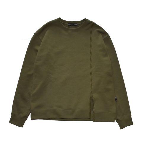 《予約品3月27日 23時55分締め》 SLIT CREWNECK CRY  / スウェット / カーキ  【roarguns 】8月中入荷予定