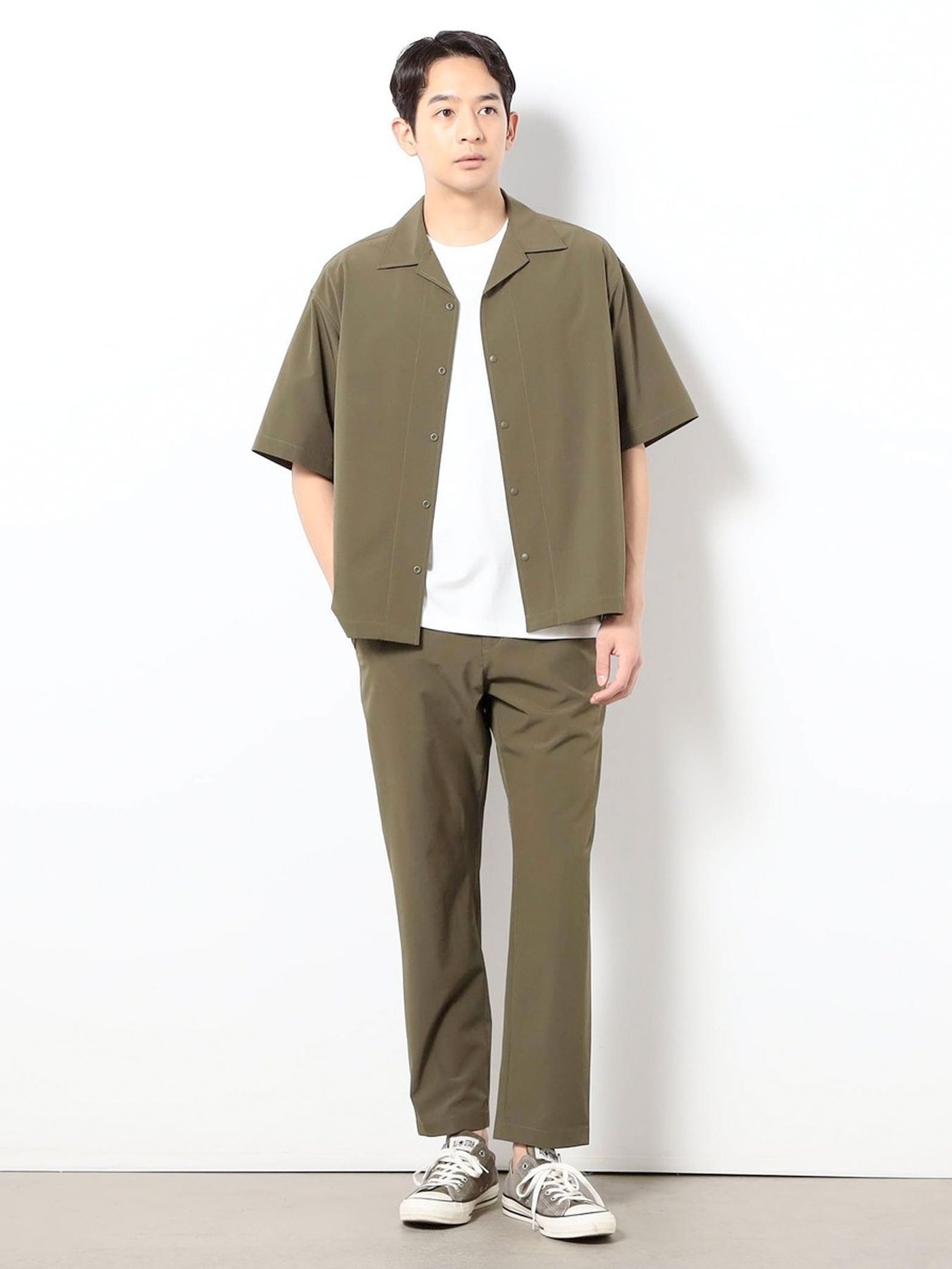 ナイロンリップストレッチイージーパンツ / ベージュ【Grand PARK NICOLE】