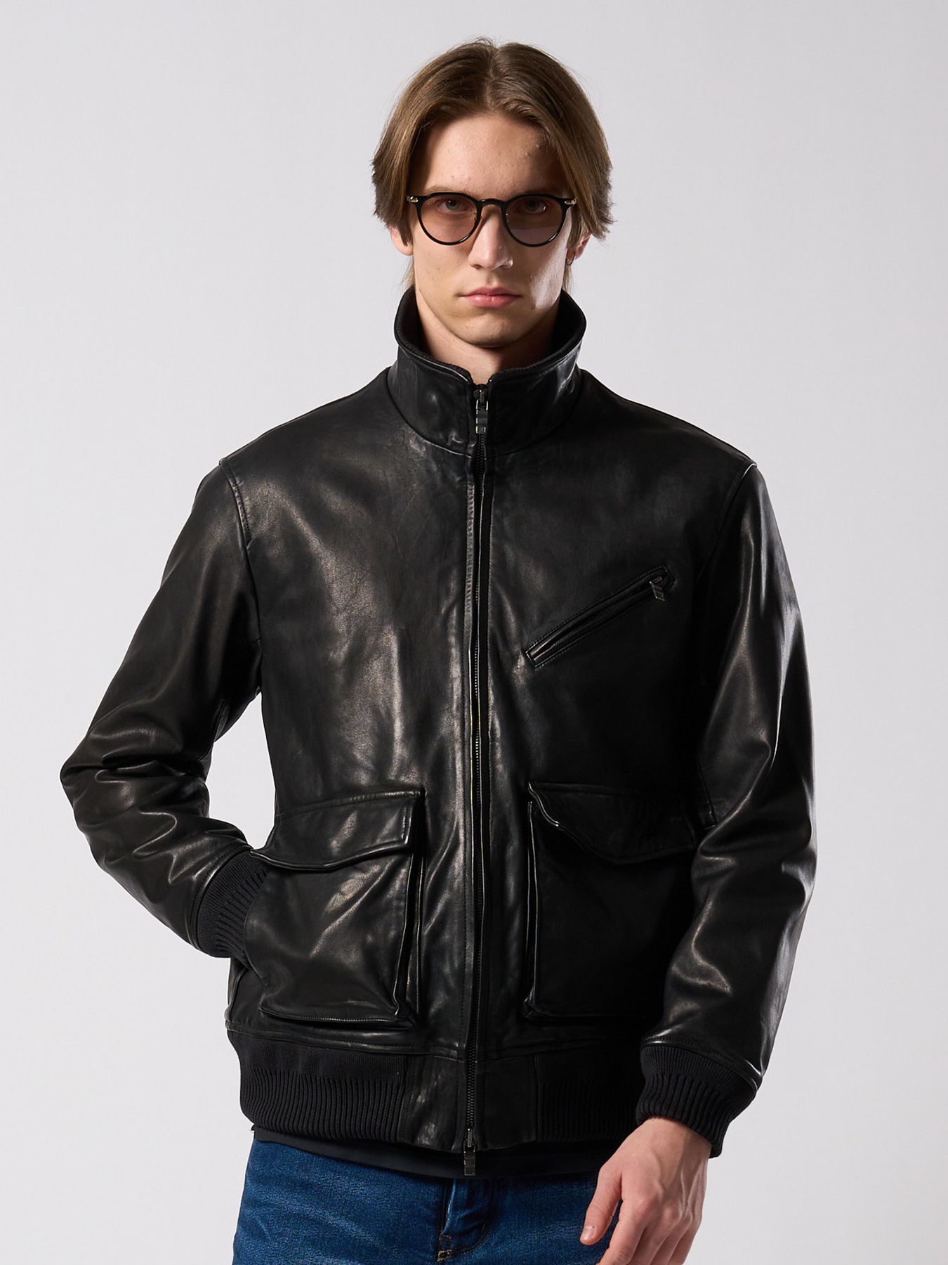 【予約品 4月19日(日) 18時締切】leather rib jersey type A-2 / A-2タイプ レザーリブジャージー / ブラック