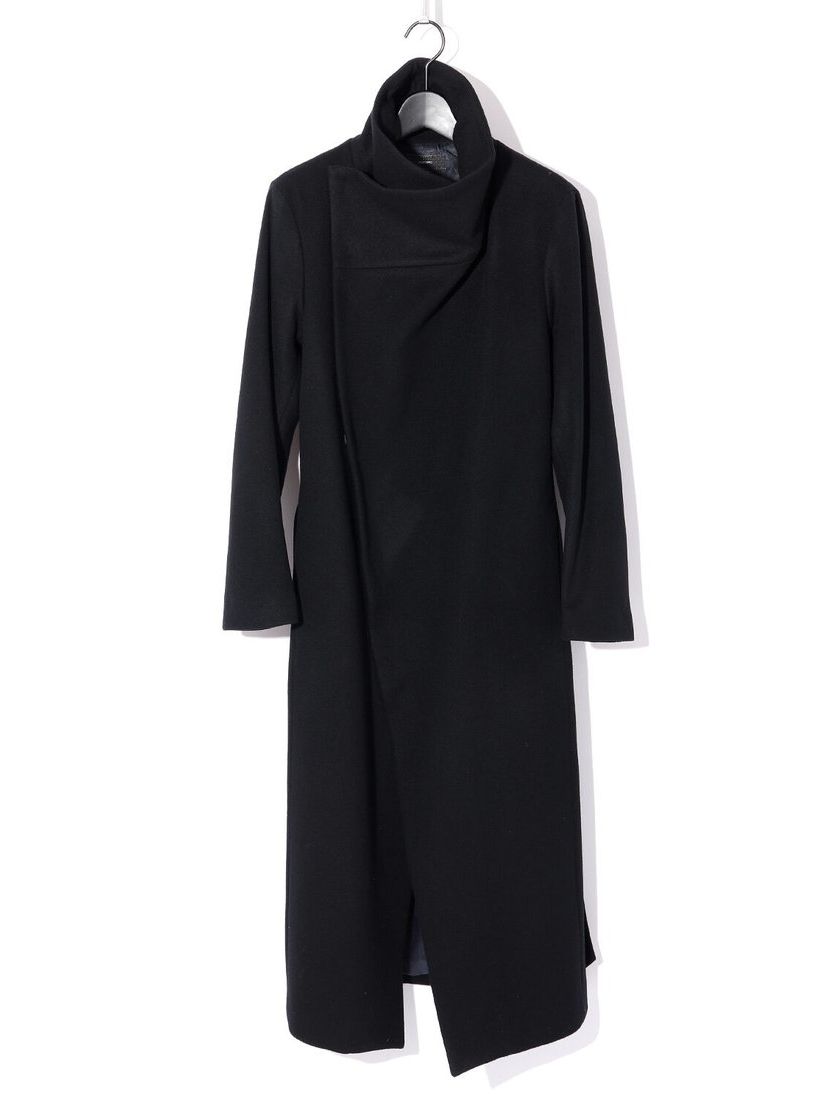 Beaver Wool High collar Wrap Maxi Coat / ブラック 【ys Yuji SUGENO】