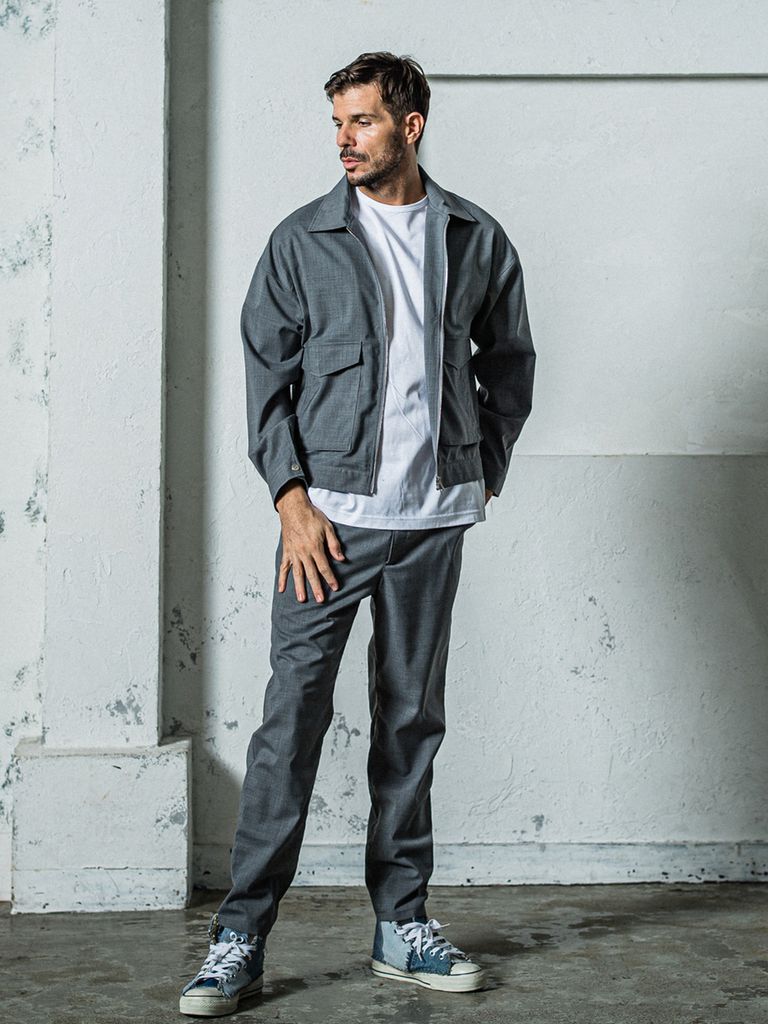 PAT WIDE EASY PANTS / ウオッシャブルトロピカルウール イージーパンツ / ライトグレー