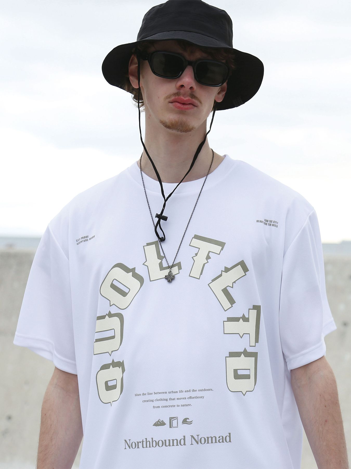 DRY TEE / ロゴプリント ドライメッシュTシャツ / ホワイト【QUOLT】