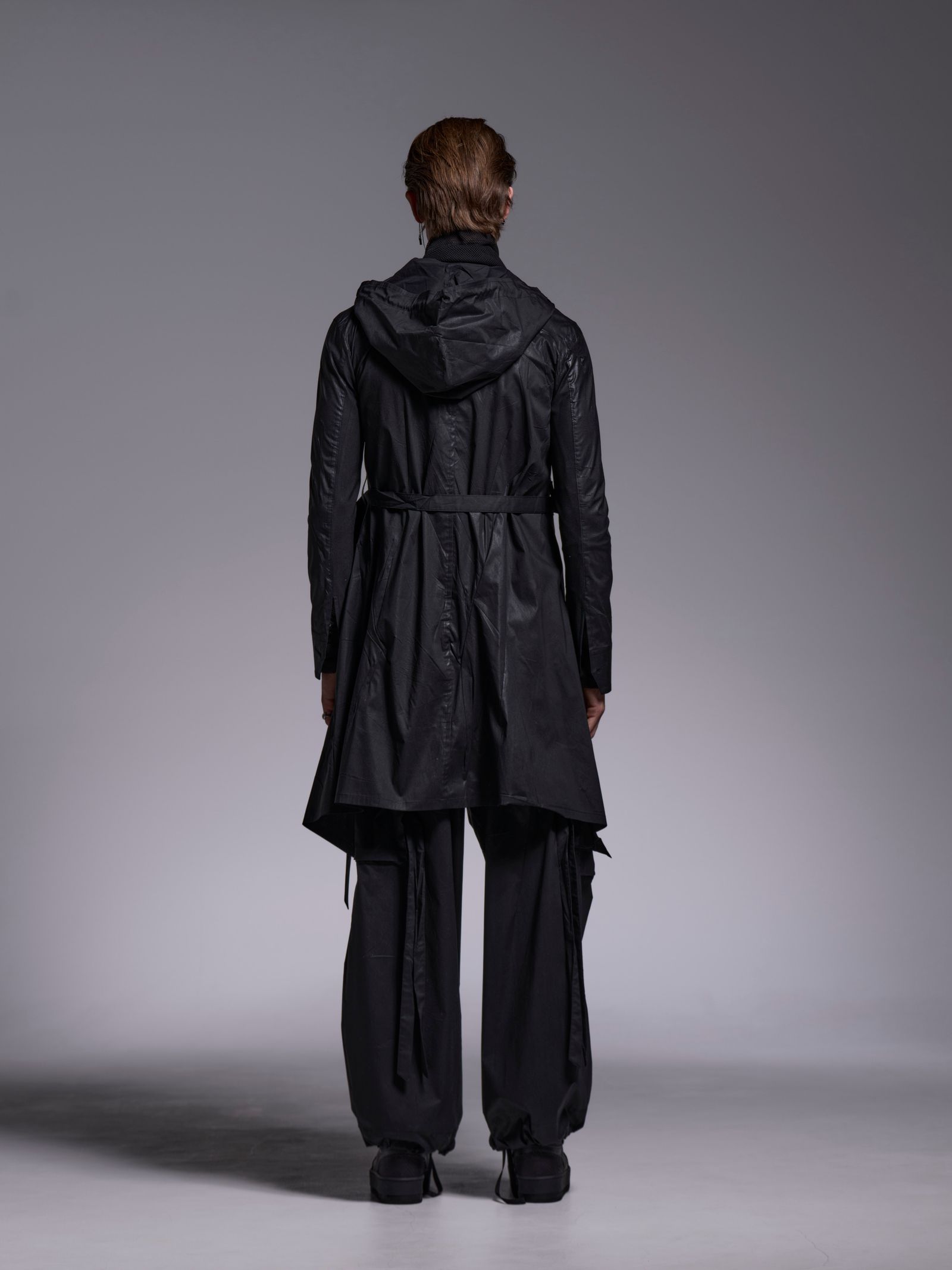 【予約品 1月4日(日) 締切】Flare Hoodie Coat / フレアフーディーコート / ブラックコーティング