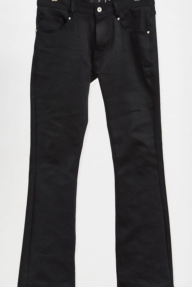 boot cut denim pants / ハイブリッドストレッチデニム ブーツカットパンツ / ブラック