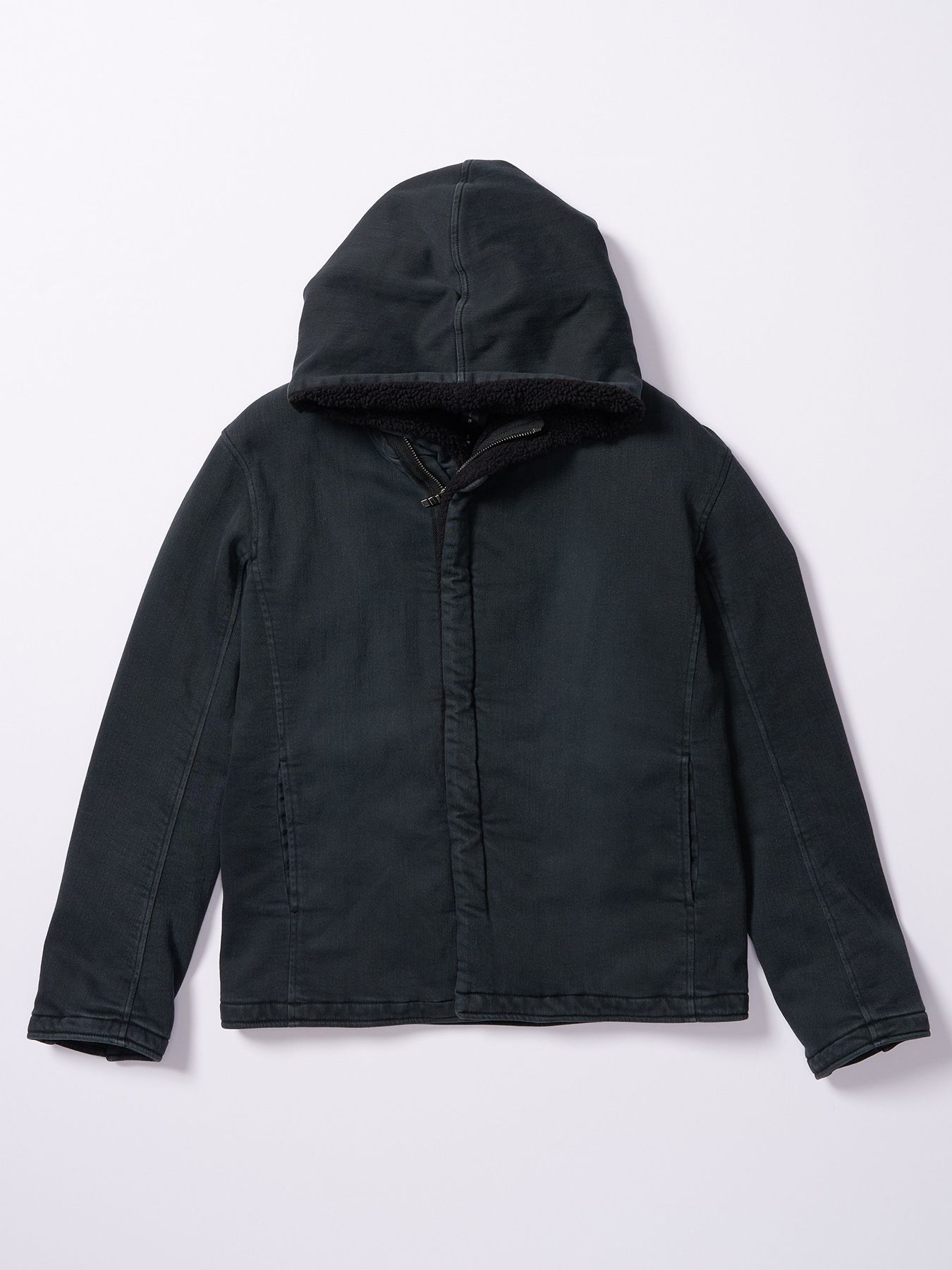 【予約品 4月19日(日) 18時締切】denim jersey hooded riders / デニムジャージー フーデッドライダース / ブラックユーズド