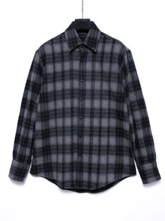 【予約品 4月6日(月) 締切】Checked Cotton Shaggy Brushed Twill Pleated Shirts / チェックコットン シャギー起毛 ツイル プリーツシャツ / ブラック