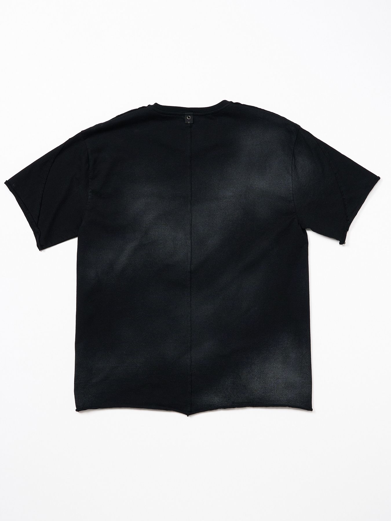 【予約品 9月23日(火) 締切】spray dye leather pocket-T / スプレーダイ レザーポケットTシャツ / ブラック×シルバー