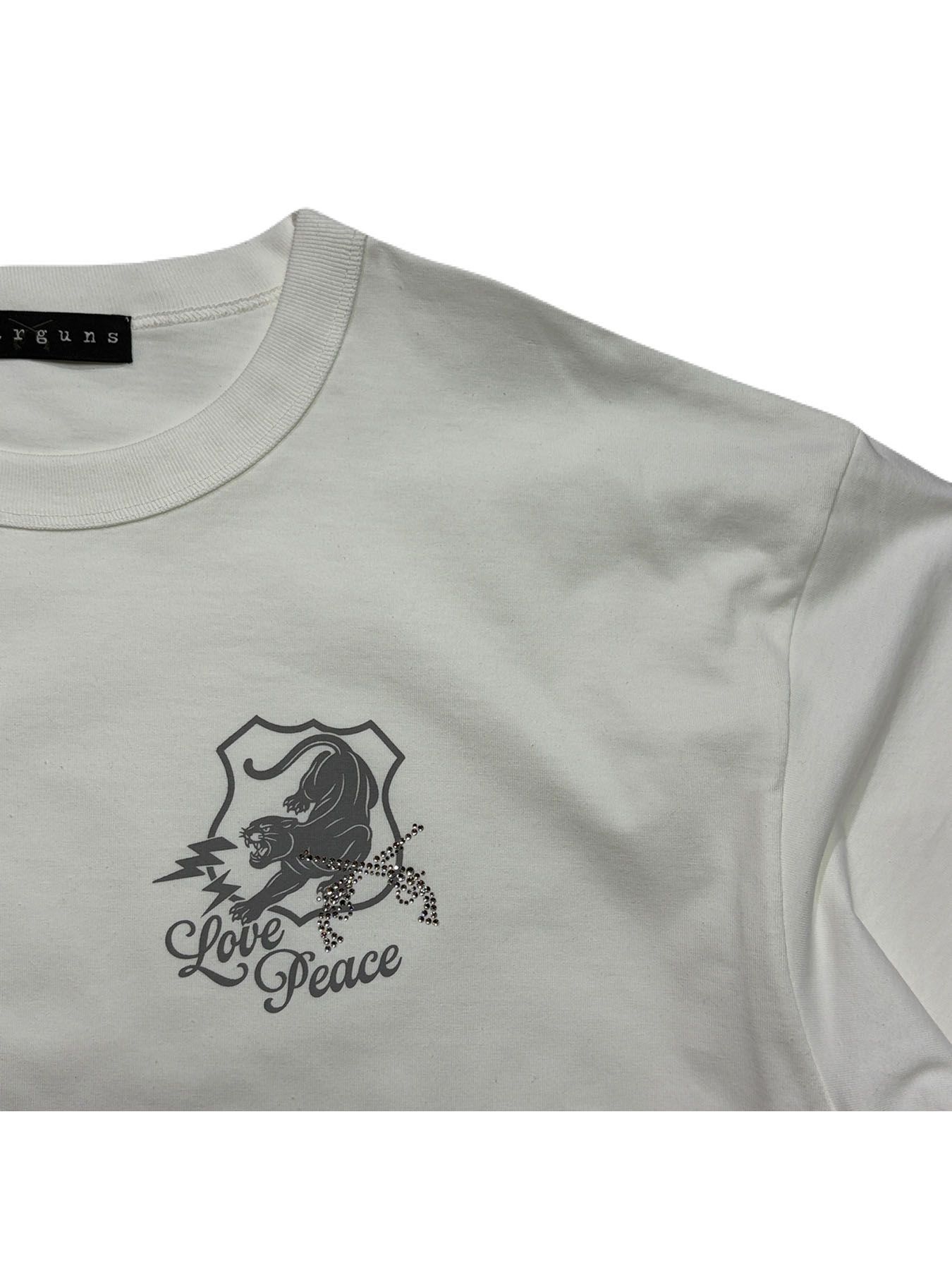 【予約品 3月9日(月) 18:00 締切】ORG/CO L/TEE PANTHER / パンサーエンブレム クリスタルクロスガン オーガニックコットン ロンT / ホワイト