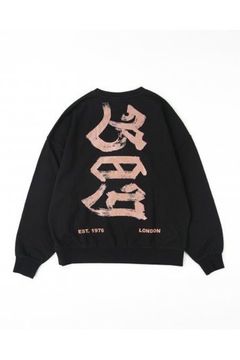 RHINESTONE PRINT WIDE SWEAT SHIRTS / Black 【BOY LONDON】