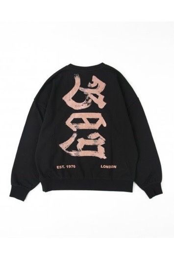 RHINESTONE PRINT WIDE SWEAT SHIRTS / Black 【BOY LONDON】