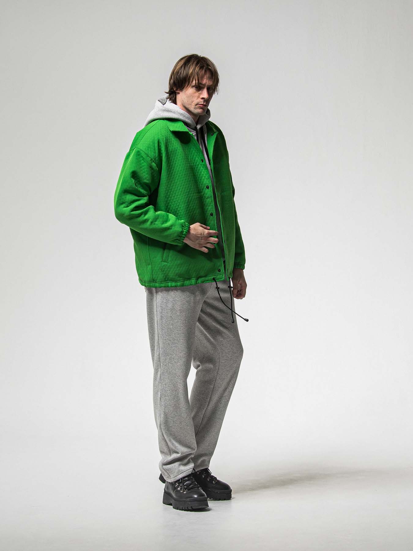 【予約品 8月31日(日) 締切】 VELOURS FLEECE WIDE TUCK PANTS / ベロアフリース ワイドタックパンツ / グレー