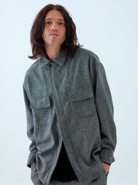 Woolaround / オーバーシャツ / 杢グレーホワイト