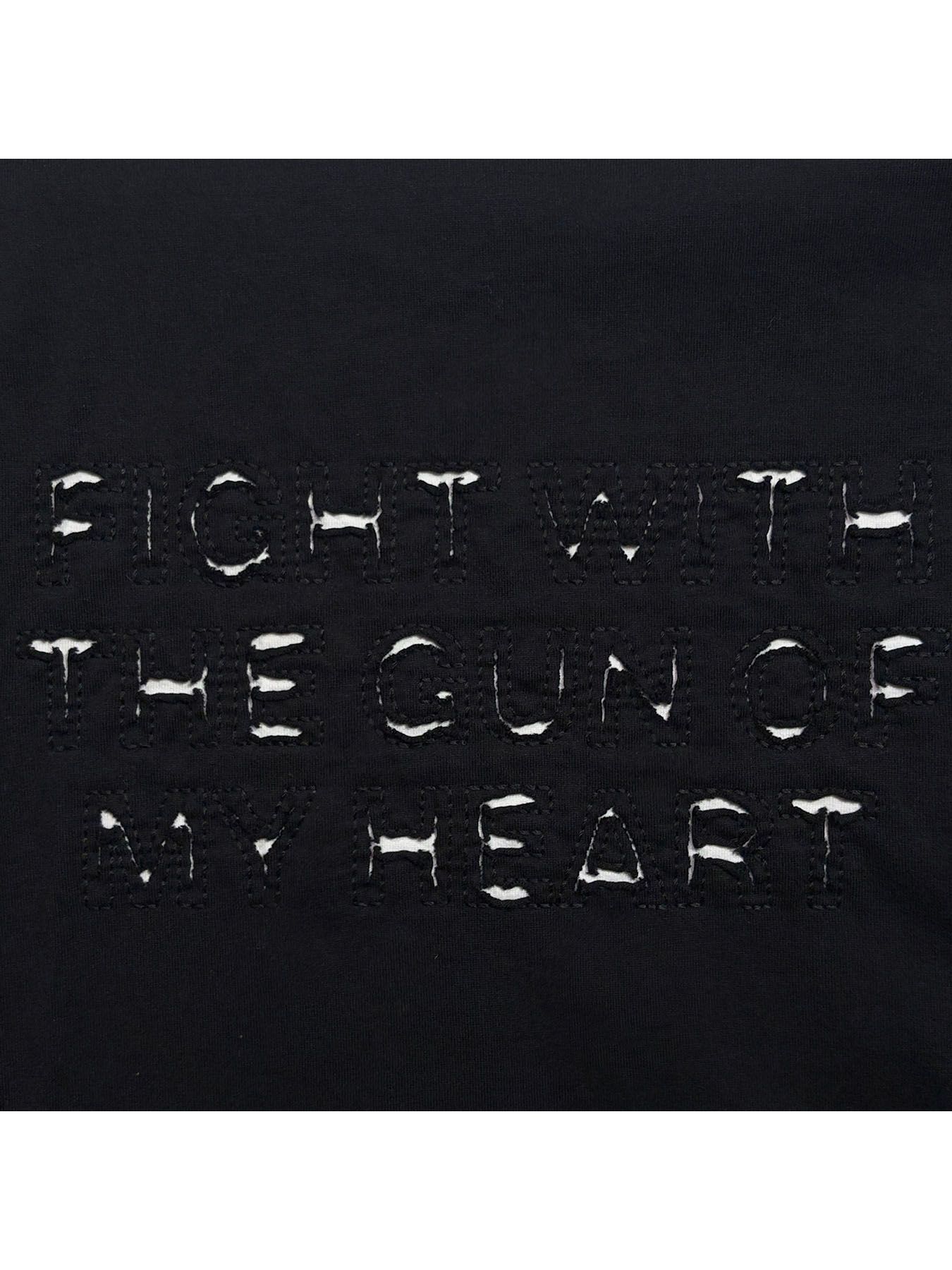 【予約品 3月9日(月) 18:00 締切】EMB CUT W FACE T / メッセージ刺繍 カット Wフェイス ロンT / ブラック×ホワイト