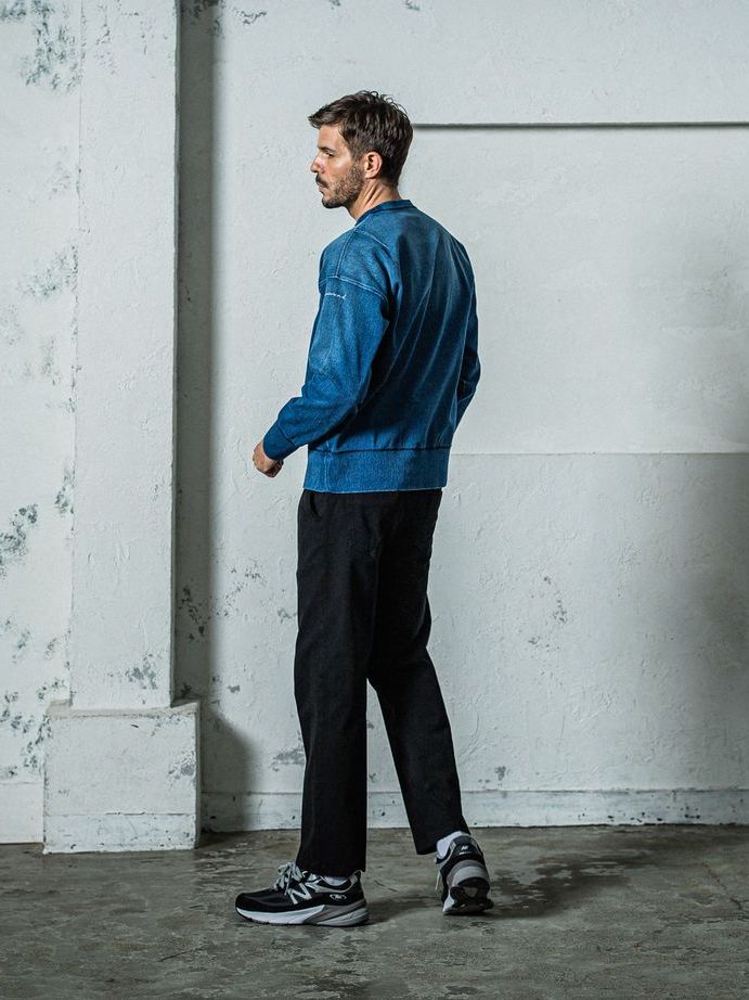 《予約11月17日19時締め》  DENIM JERSEY loose trainer / トレーナー / ダークインディゴ