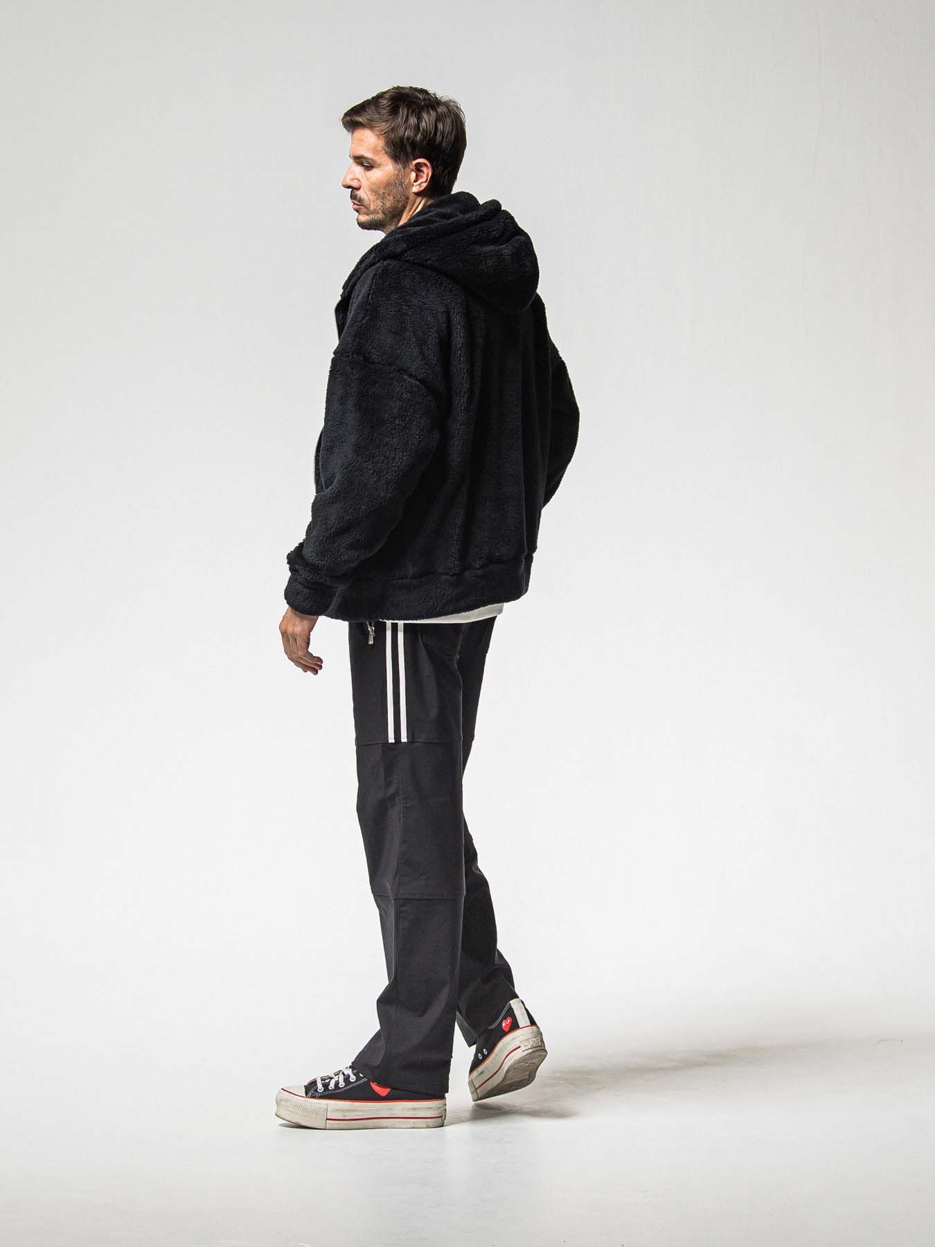 【予約品 】BOA ZIP LOOSE HOODIE / ボア ジップ ルーズフーディ / ブラック