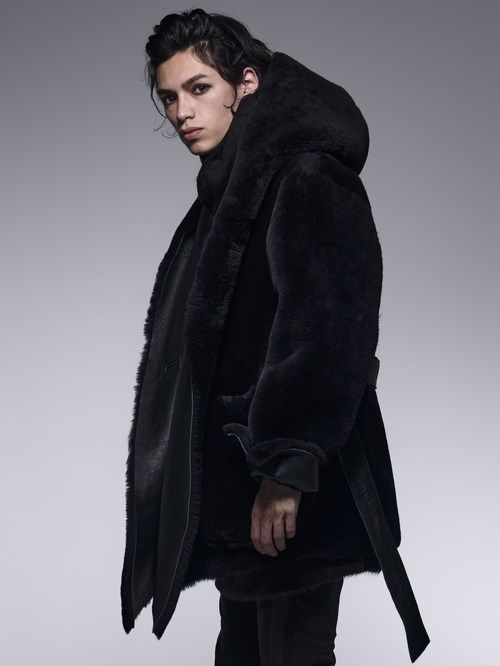 《予約品》 ShawlHoodMoutonCoat / リバーシブルムートンコート / ブラック 【kiryuyrik】 11月以降入荷予定
