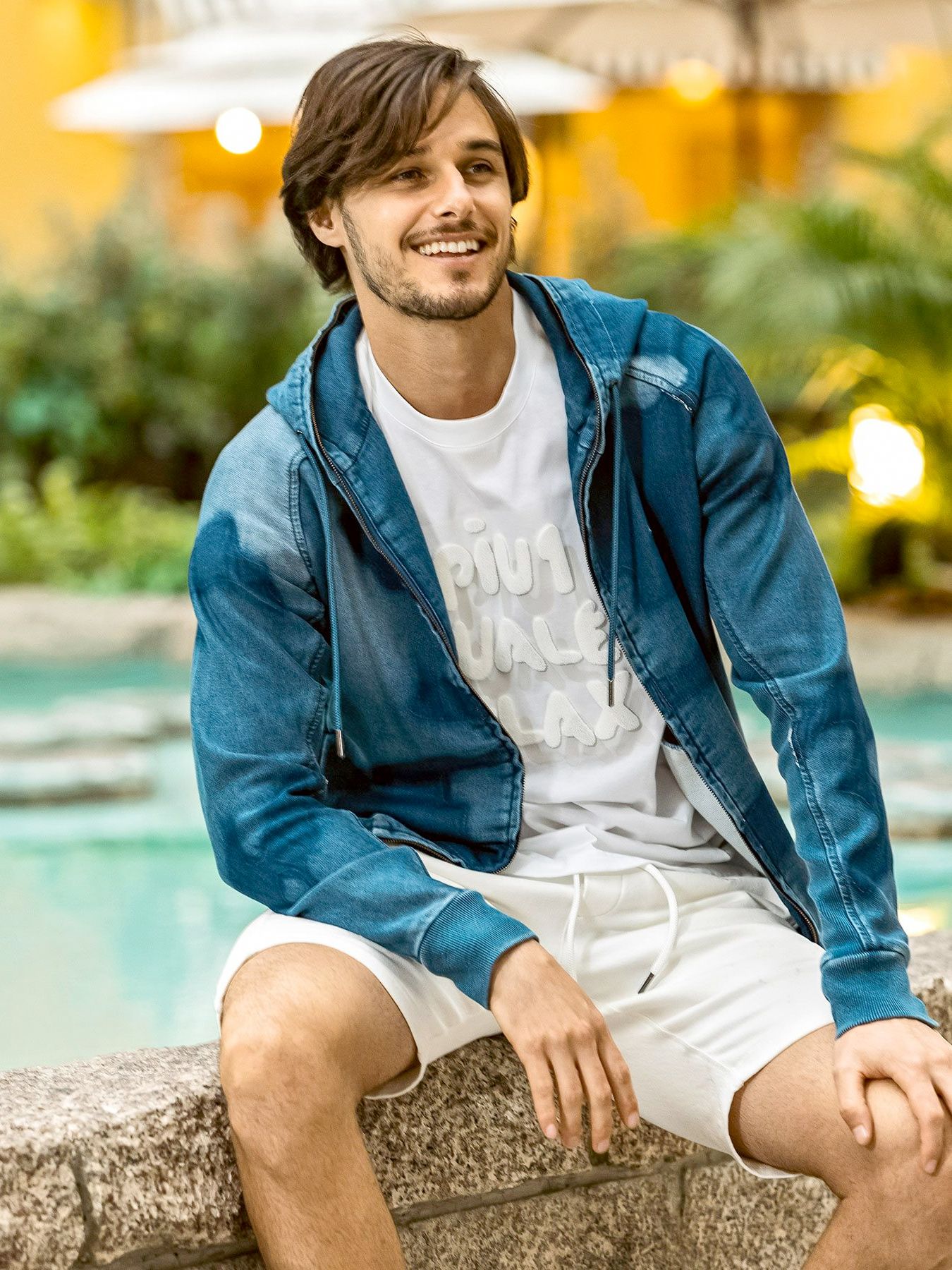 カモ柄ジョグデニムパーカー / インディゴ