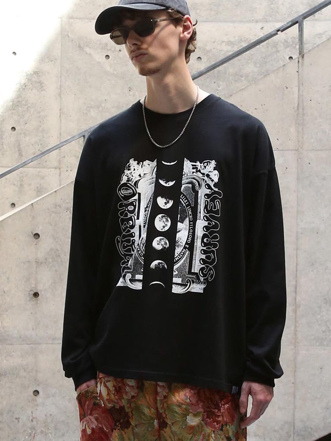 【予約品】ORBITAL WIDE-TEE / プリントワイドTシャツ / ブラック【QUOLT】