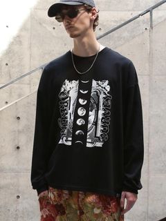 【予約品】ORBITAL WIDE-TEE / プリントワイドTシャツ / ブラック【QUOLT】