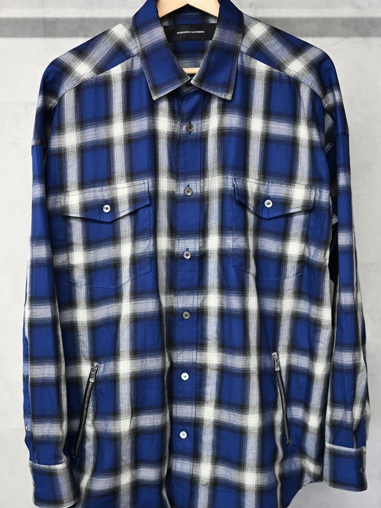 OVER GOWN CHECK SHIRTS  / チェックシャツ / ブルー